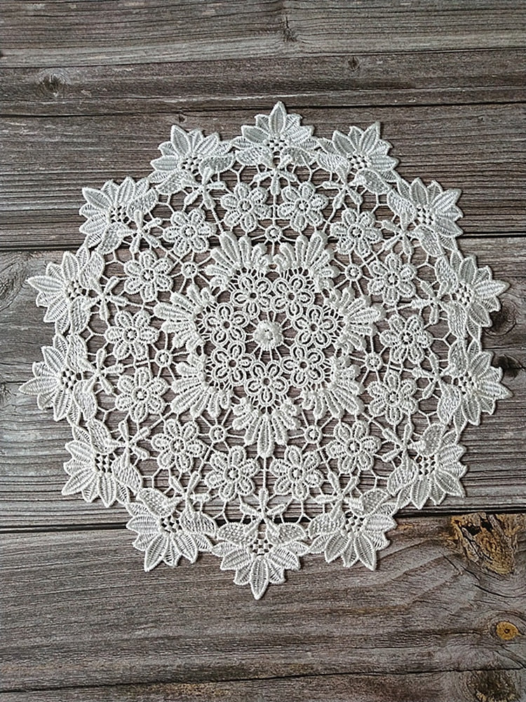 flower Lace Round Embroidery table place mat