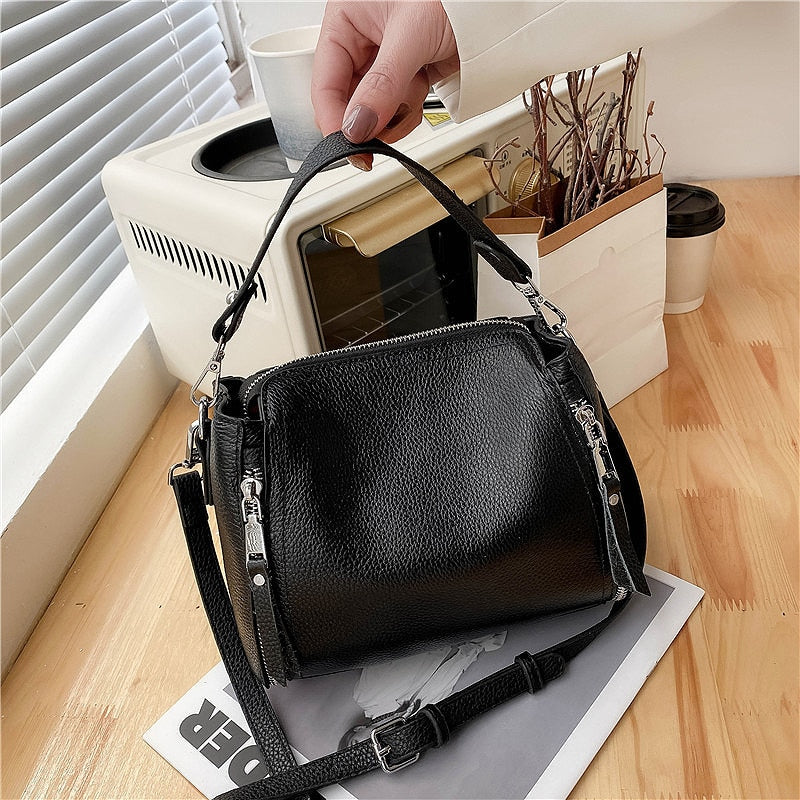 Genuine Leather Handbag Designers Messenger Bags Females Bucket