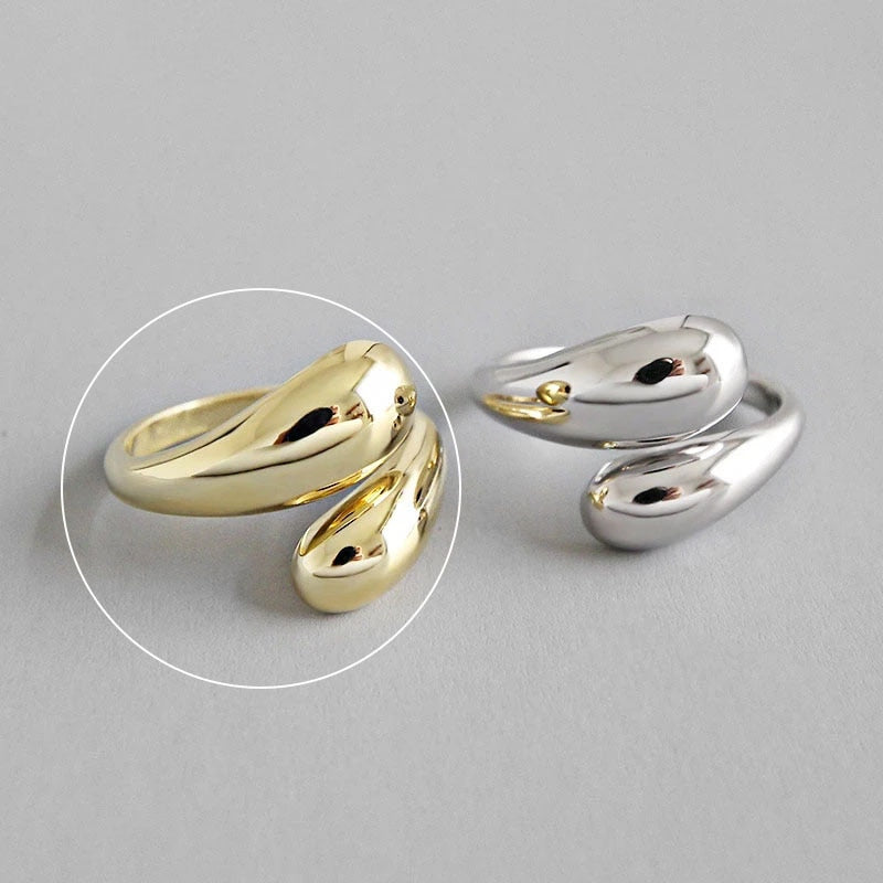 Charming Irregular Chain Geometric Rings Gold Open Rings