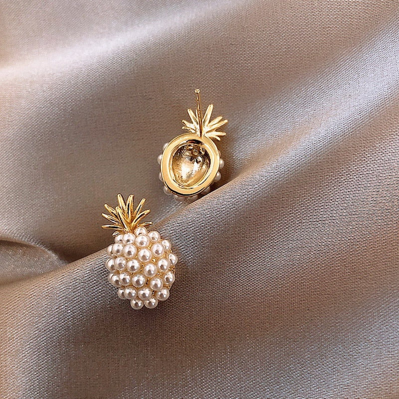 Trendy Geometric Pearl Classic Pineapple Pearl Stud Earrings