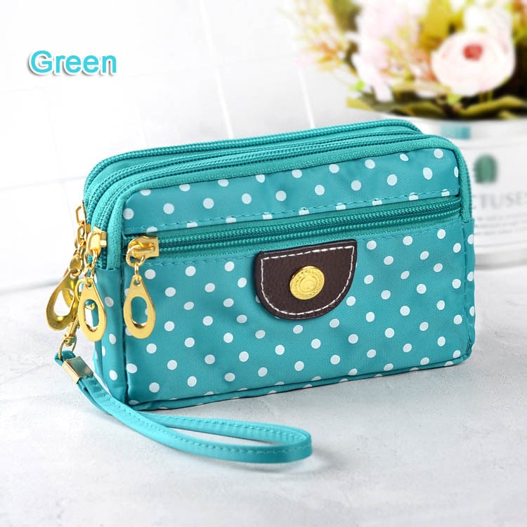 Fashion Women Wallets Small Handbags Canvas Dot Lady Zipper Moneybags