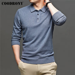 Knitwear Jerseys Pure Color Turn-down Collar Sweater Pullover Men Clothing