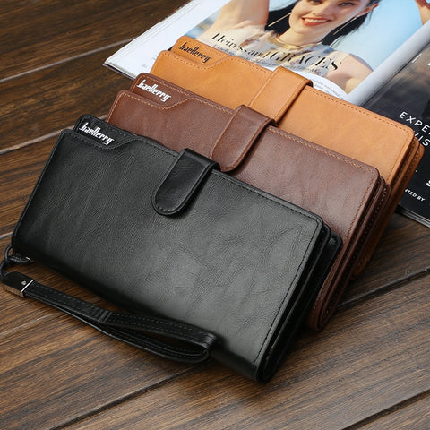 Men Wallets Name Engraving Long Style Male Purse Card Holder Zipper PU Leather