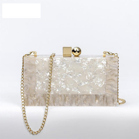 Marbling white Acrylic Purse Box Clutch Luxury Handbags