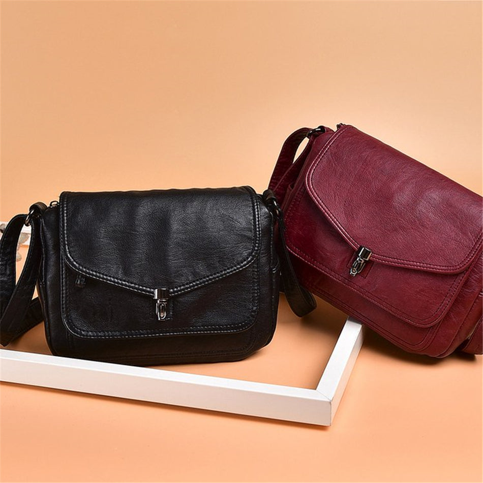 Fashion Leather Handbag Purses Female Retro Shoulder Crossbody Messenger Bag