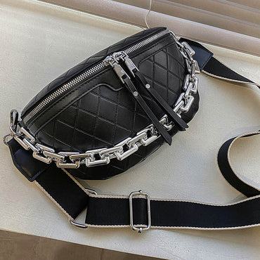 Thick Chain Waist Bag Women Leather Fanny Pack