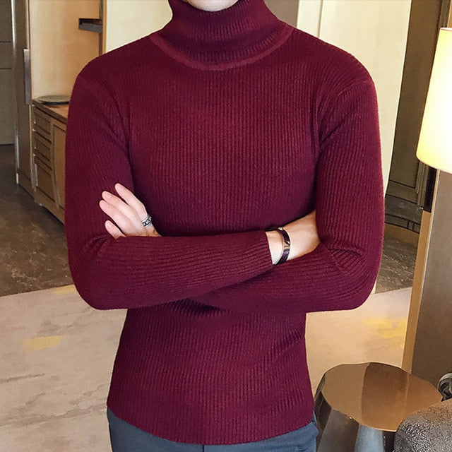 Men Turtleneck Sweaters and Pullovers Fashion Knitted Sweater