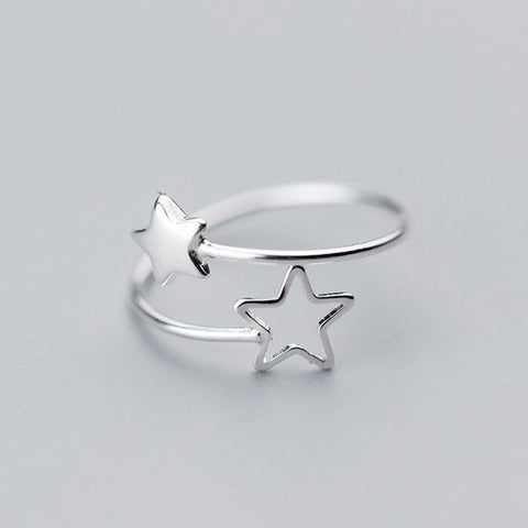 Silver Star Adjustable Ring For Fashion Women Party Minimalist Fine Jewelry