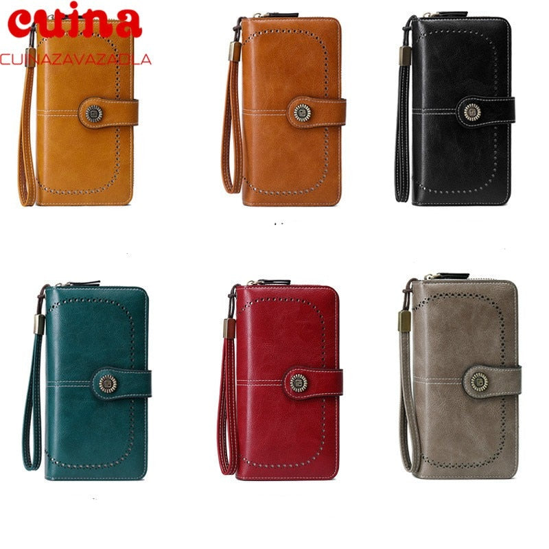 Fashion Retro Women Clutch Leather Wallet Female Long Wallet