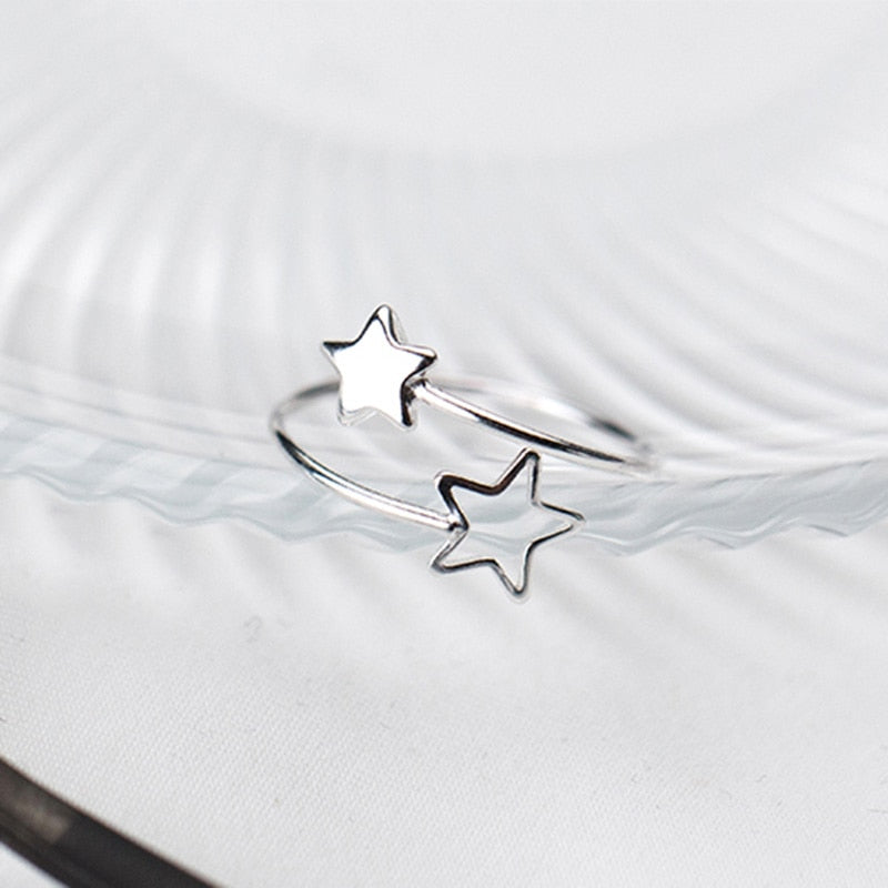 Silver Star Adjustable Ring For Fashion Women Party Minimalist Fine Jewelry