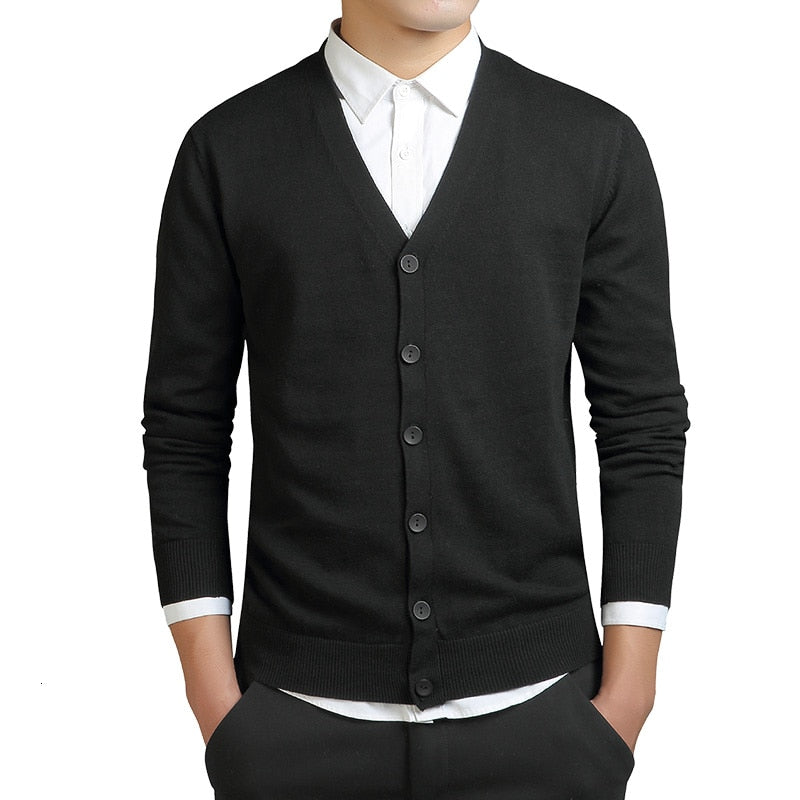 Cardigans Men Cotton Sweater Long Sleeve Mens V-Neck Sweaters