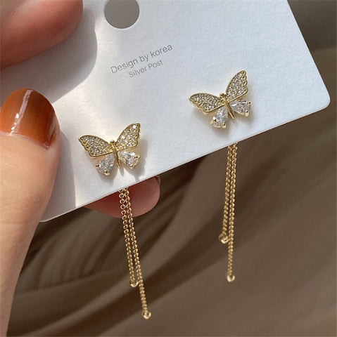 Trend Simulation Pearl Long Earrings Female Moon Star Flower Rhinestone