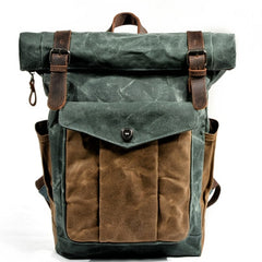 Vintage Canvas Backpacks for Men Oil Wax Canvas Leather Travel Backpack
