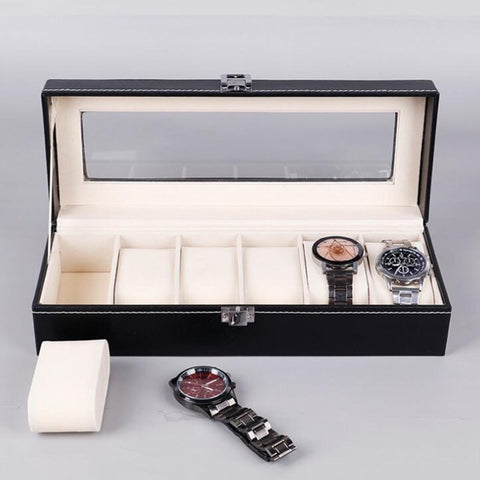 1/2/3/5/6 Grids Watch Box PU Leather Watch Case Holder Organizer Storage Box