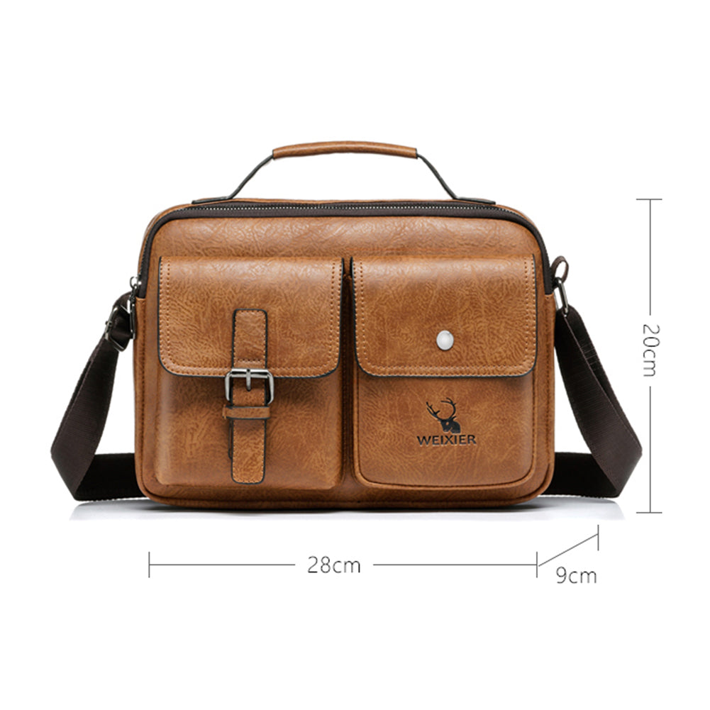 Retro Durable Leather Business Messenger Bag Man Simple Crossbody Bag