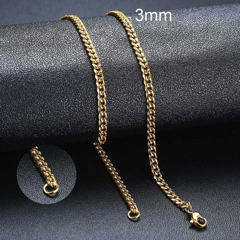 Cuban Chain Necklace Basic Punk Stainless Steel Curb Link Chain Chokers