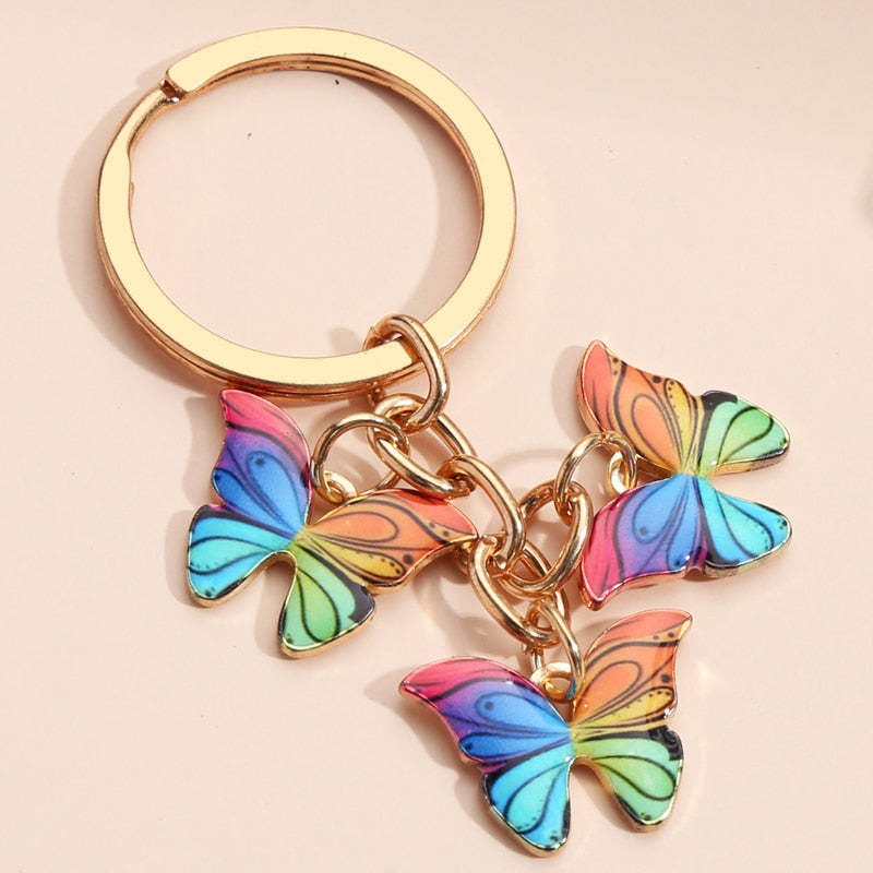 Colorful Enamel Butterfly Keychain Insects Car Key