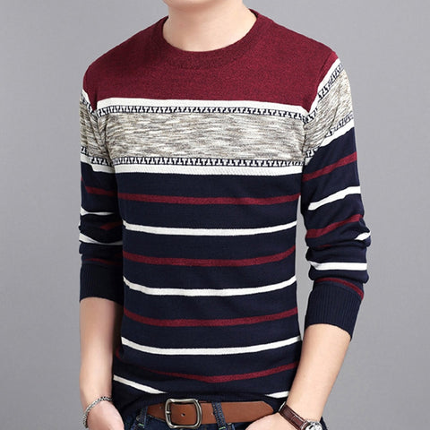 Brand Clothing Mens Sweater New Round Collar Pullover Men Knit Shirt