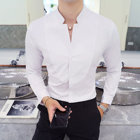 style Male spring long sleeve High quality Stand collar
