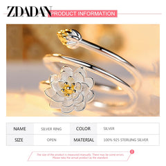 Charm Lotus Ring For Women Fashion Open Adjustable Finger Rings Jewelry