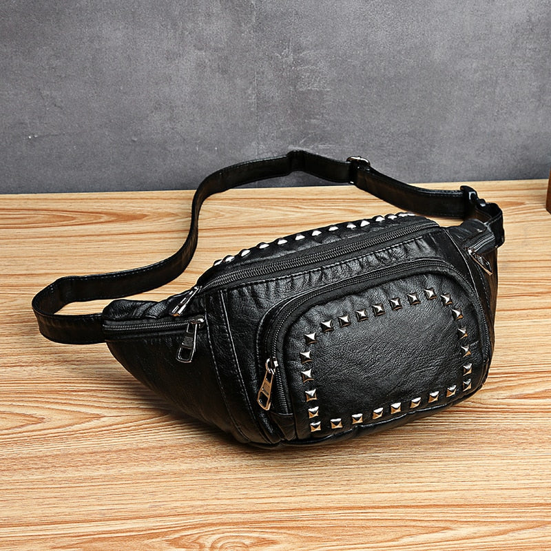 Large Capacity Waist Bag Women Fanny Pack Pu Leather Chest Bag