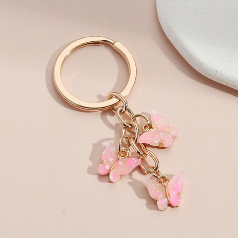 Colorful Enamel Butterfly Keychain Insects Car Key