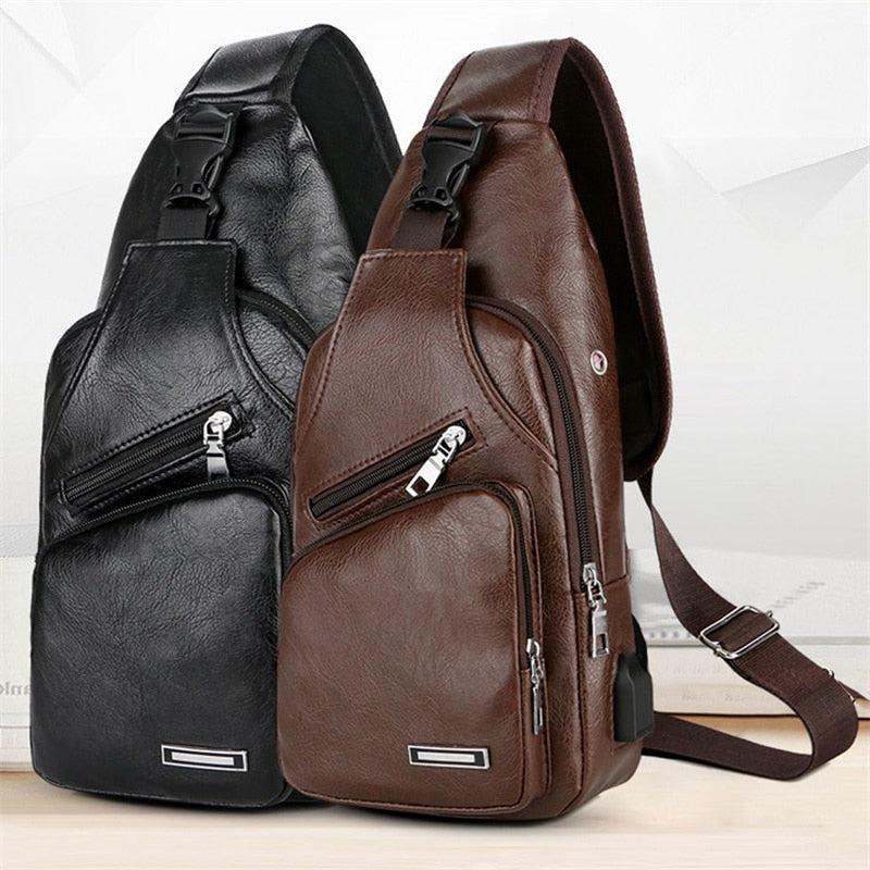 Men Crossbody Bags Men USB Chest Bag Designer Messenger