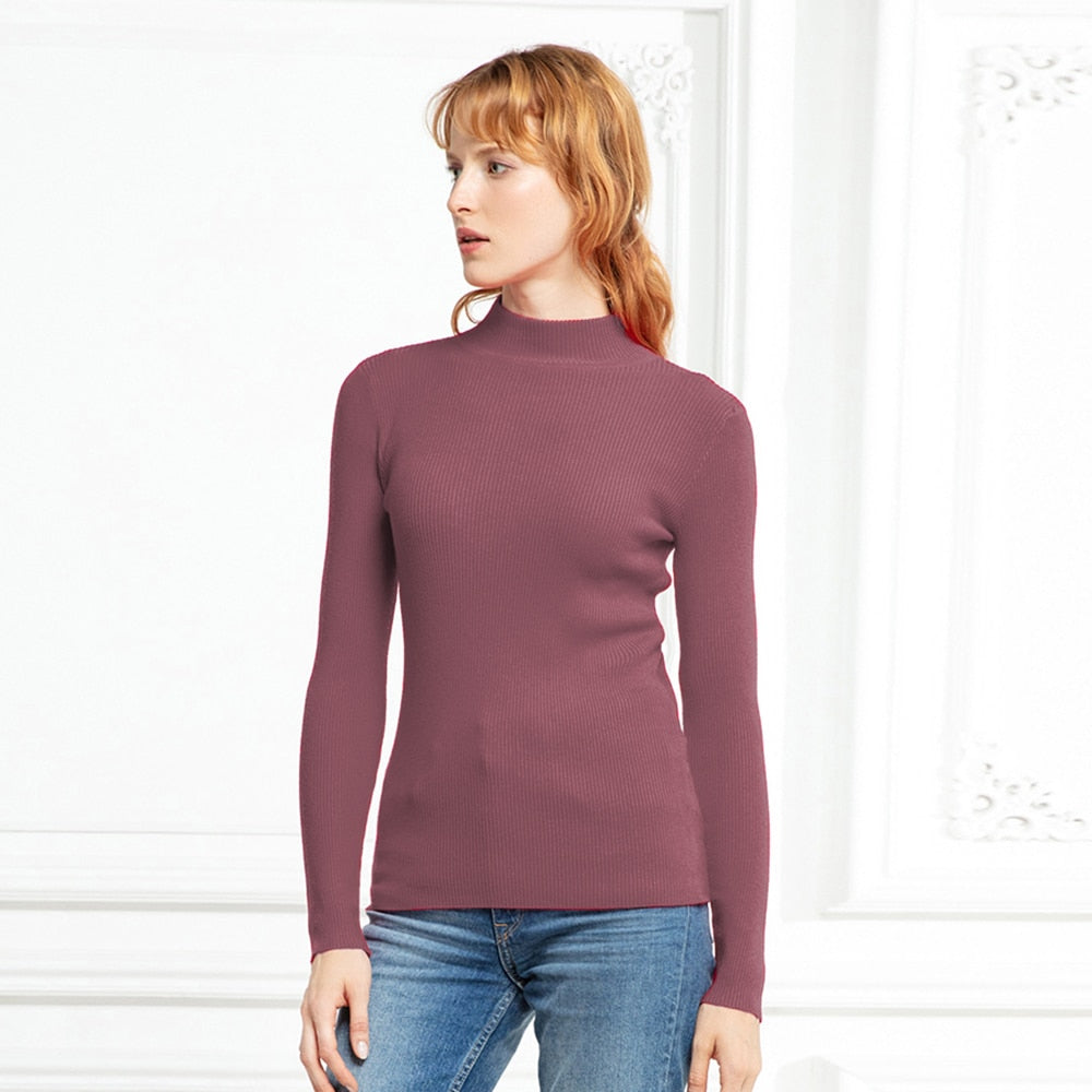 Top Pull Femme Turtleneck Pullovers Sweaters Long Sleeve Slim Oversize