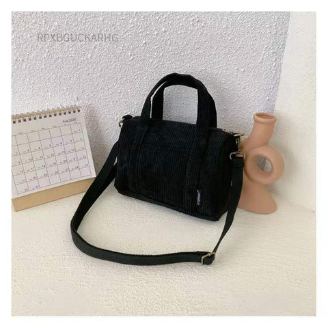 Corduroy Shoulder Bag Women Vintage Shopping Bags Zipper