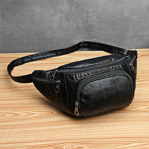 Large Capacity Waist Bag Women Fanny Pack Pu Leather Chest Bag