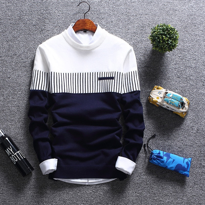 Pullovers Men Fashion Strip Causal Knitted Sweaters