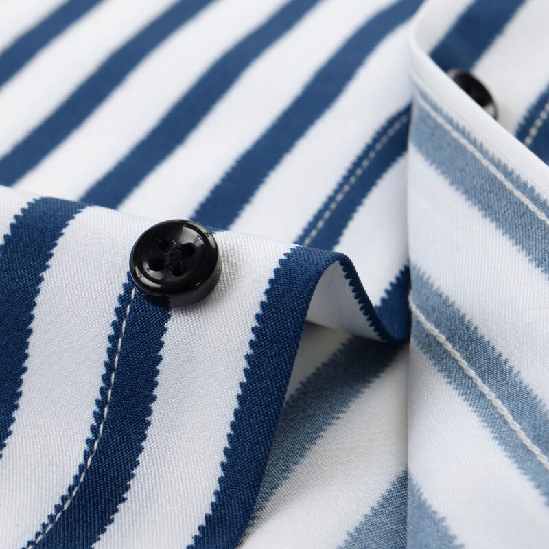 Short Sleeve Strech Striped Shirts Men Soft Regular Fit no Front Pocket