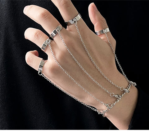 Sindlan Punk Geometric Silver Color Chain Wrist Bracelet