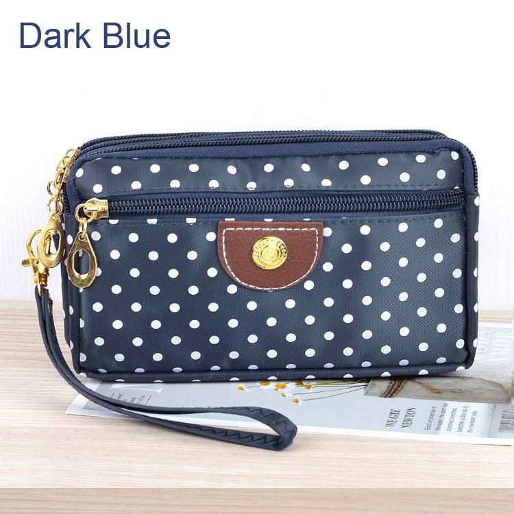 Fashion Women Wallets Small Handbags Canvas Dot Lady Zipper Moneybags