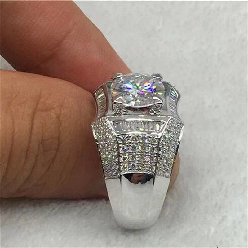 Crystal Birthstone Ring Wedding Band Men Party Jewelry