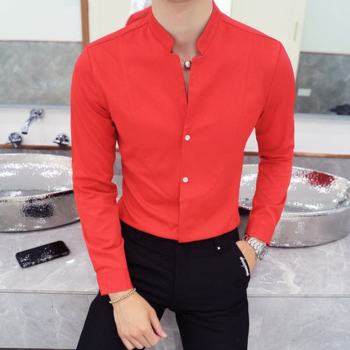 style Male spring long sleeve High quality Stand collar