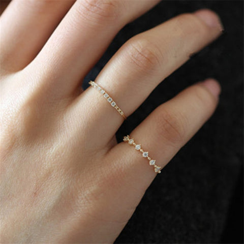 Fashion Simple Pavé Diamond Ring Women Exquisite Sweet Jewelry Accessories