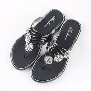 Women Fashion Peep Toe Silver Anti Skid Beach Sandals