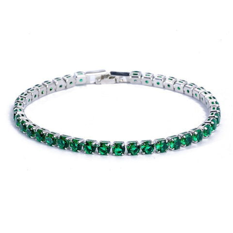 4mm Cubic Zirconia Green Tennis Bracelet Chain Bracelets