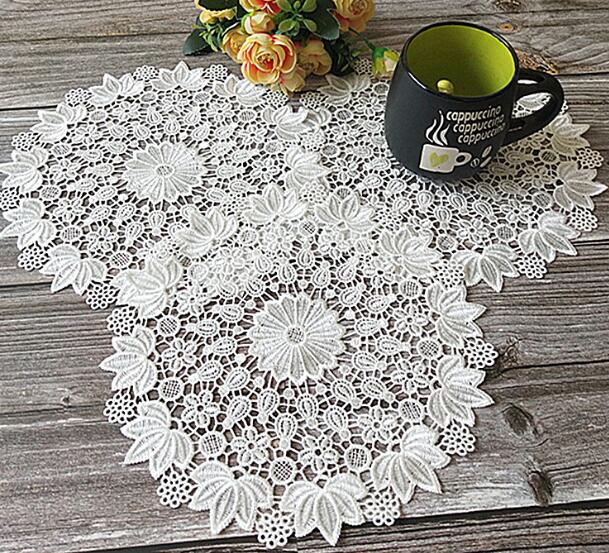 flower Lace Round Embroidery table place mat