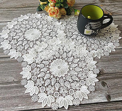 flower Lace Round Embroidery table place mat
