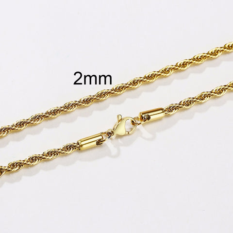 Men Ropes Long Necklace Stainless Steel Minimalist Twist Rope Chain Necklace