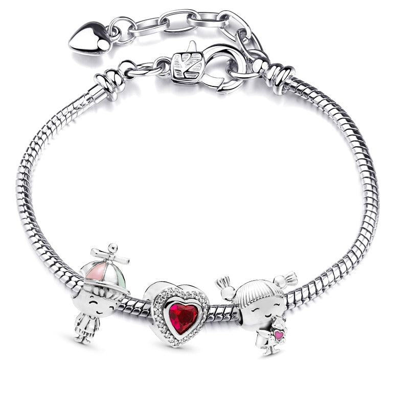 Heart-shaped Pendant Charm Bracelet Fit