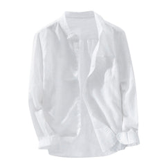 Shirt Men Linen Baggy Cotton Linen Long Sleeve Button Down Shirts