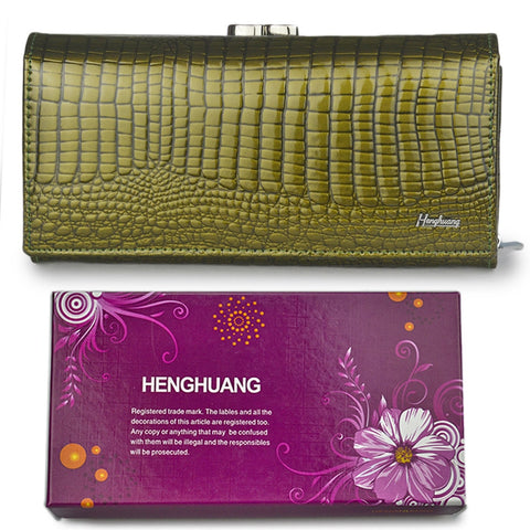 Genuine Leather Women Wallet Long Zipper Wallet