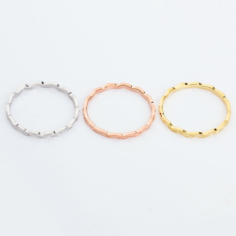 Finger Rings Rose Gold Simple Thin Line Curve Wave Wild Smooth