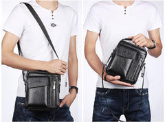 Fashion leather messenger bags mens single crossbody