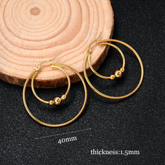 Stainless Steel Exaggerated Round Bead Hoop Earring