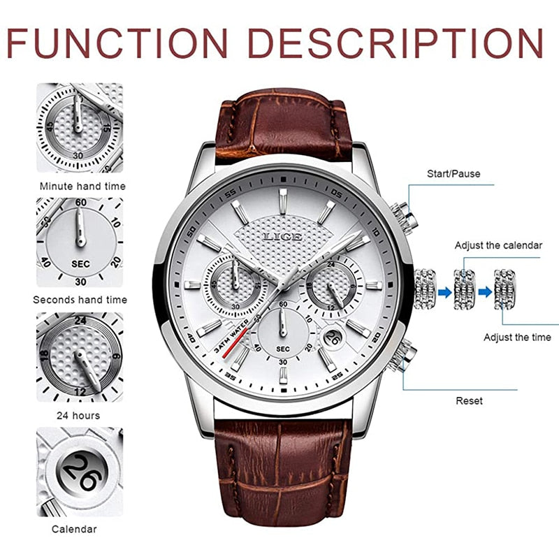 Watches Mens Casual Leather Quartz  Business