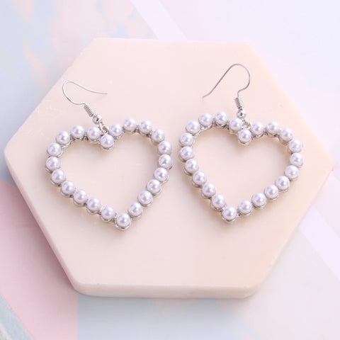 Colourful Bow Earrings For Geometry Circle Simulated Pearl Earrings